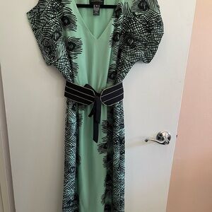 Corey Lynn Calter Mint and Black Midi Dress